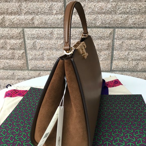 New brown Tory Burch Eleanor Spazzolato Satchel bag - Picture 5 of 9
